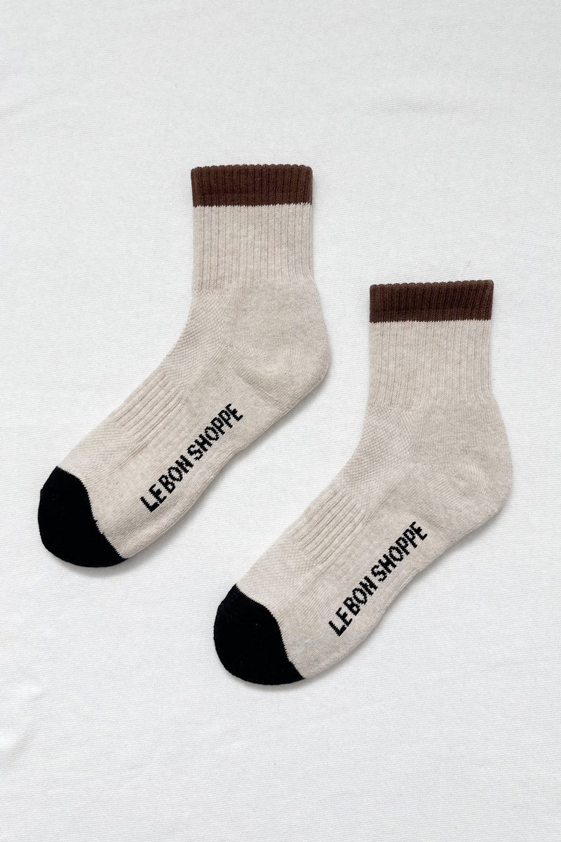 LE BON SHOPPE | COLOR BLOCK GIRLFRIEND SOCKS  | BLACK / COFFEE -