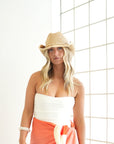 MIA CAPRI | PEARL COWBOY HAT - RAFFIA