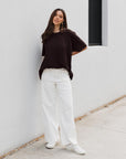MINT | SHORT SLEEVE KNIT - DARK CHOCOLATE