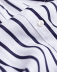 HUT | THE BOYFRIEND LINEN SHIRT - NAVY / WHITE STRIPE