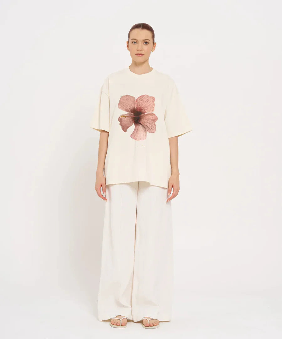 MAKU | BURGUNDY HIBISCUS OVERSIZED TEE