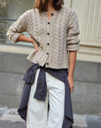 CERES LIFE | HEIDI CABLE KNIT CARDI - OAT