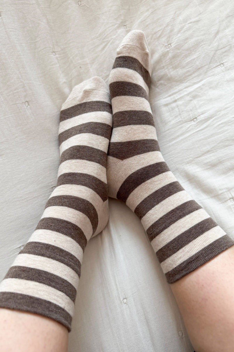 LE BON SHOPPE | WALLY SOCKS - WIDE BROWN STRIPE