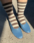 LE BON SHOPPE | WALLY SOCKS - WIDE BROWN STRIPE