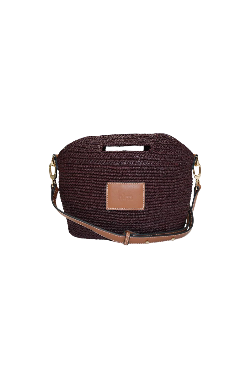NIM | LEATHER TRIMMED RAFFIA MINI - COCOA
