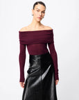 MOSSMAN | MAINE OFF SHOULDER TOP - CHERRY LACQUER