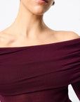 MOSSMAN | MAINE OFF SHOULDER TOP - CHERRY LACQUER
