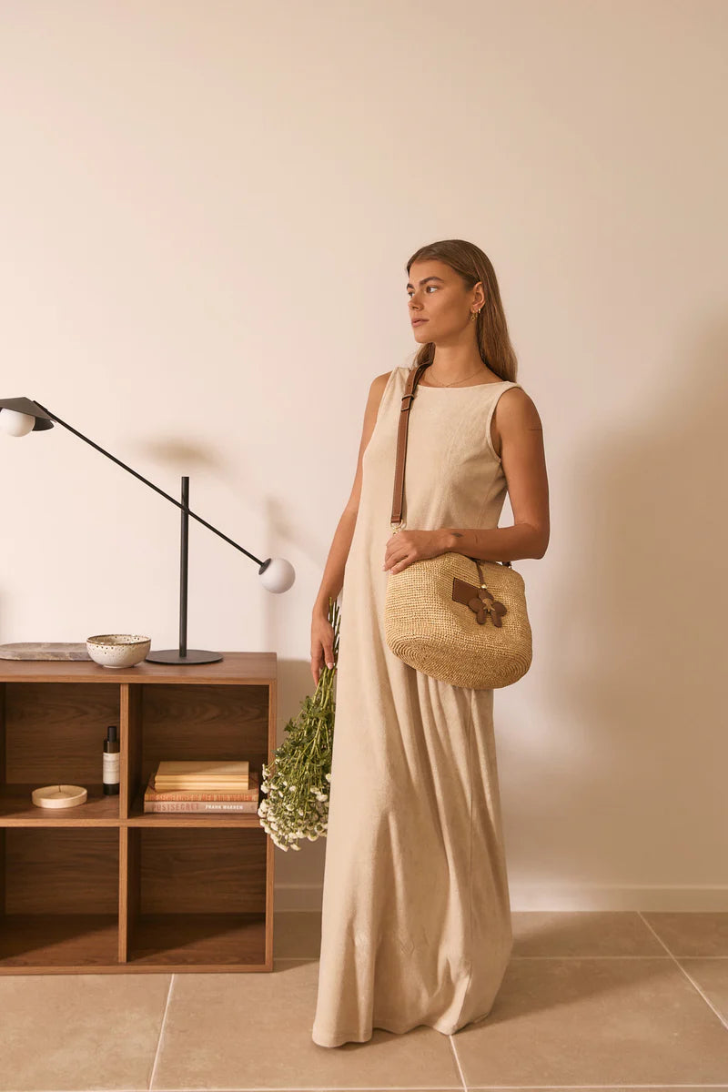 NIM | LEATHER TRIMMED RAFFIA BB