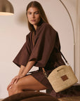 NIM | LEATHER TRIMMED RAFFIA MINI