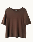LITTLE LIES | ROWIE KNITTED TEE - CHOCOLATE