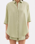 NUDE LUCY | LOUNGE LINEN LONGLINE SHIRT - DEW