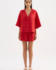 NUDE LUCY | LOUNGE LINEN SHIRT - VERMILLION