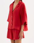 NUDE LUCY | LOUNGE LINEN SHIRT - VERMILLION