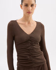 NUDE LUCY | GIGI MESH TOP - WALNUT