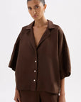 NUDE LUCY | LOUNGE LINEN SHIRT - CHOCOLATE