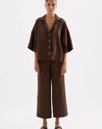 NUDE LUCY | LOUNGE LINEN SHIRT - CHOCOLATE