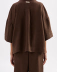 NUDE LUCY | LOUNGE LINEN SHIRT - CHOCOLATE