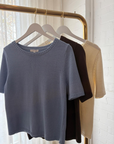 LITTLE LIES | ROWIE KNITTED TEE - CHOCOLATE