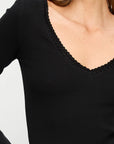 KIVARI | TALLULAH V NECK TOP - BLACK