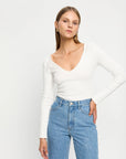 KIVARI | TALLULAH V NECK TOP - IVORY