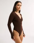 PRIMI | NORA LONG SLEEVE BODYSUIT - COCOA