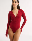 PRIMI | NOLA HENLEY LONG SLEEVE BODYSUIT - CURRANT