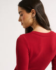 PRIMI | NOLA HENLEY LONG SLEEVE BODYSUIT - CURRANT