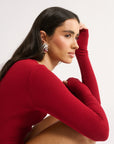 PRIMI | NOLA HENLEY LONG SLEEVE BODYSUIT - CURRANT