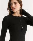 PRIMI | CARINA HENLEY L/S - BLACK