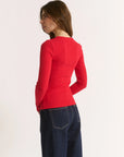 PRIMI | CARINA HENLEY L/S - RADIANT RED