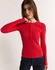 PRIMI | CARINA HENLEY L/S - RADIANT RED