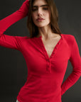 PRIMI | CARINA HENLEY L/S - RADIANT RED