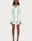 ZULU & ZEPHYR | COTTON LINEN SHIRT - GREEN STRIPE
