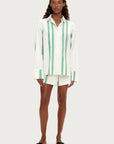 ZULU & ZEPHYR | COTTON LINEN SHIRT - GREEN STRIPE