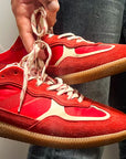 ALOHAS | RIFE SHEEN RED LEATHER SNEAKERS