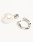 BY CHARLOTTE | EMBRACE STILLNESS PEARL HOOPS - SILVER