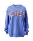 CERES LIFE | ISLA OVERSIZED SLOUCY CREW - VINTAGE BLUE / PINK CLAY