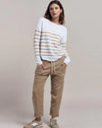 LITTLE LIES | BOBBIE TOP - WHITE / CAMEL