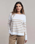 LITTLE LIES | BOBBIE TOP - WHITE / CAMEL