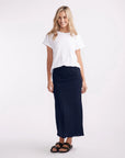 LITTLE LIES | LINEN SLIP SKIRT - NAVY