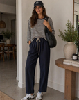 LITTLE LIES | LUXE LINEN PANTS - NAVY