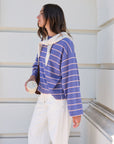 CERES LIFE | BEAU LONG SLEEVE SLOUCHY TEE - NAVY / PINK CLAY