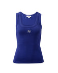 CERES LIFE | ZOE CONTOUR RIB SCOOP TANK - POLO BLUE / BUTTER