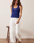 CERES LIFE | ZOE CONTOUR RIB SCOOP TANK - POLO BLUE / BUTTER
