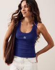 CERES LIFE | ZOE CONTOUR RIB SCOOP TANK - POLO BLUE / BUTTER