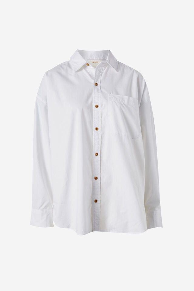 CERES LIFE | PETA OVERSIZED SHIRT - WHITE ORGANIC COTTON