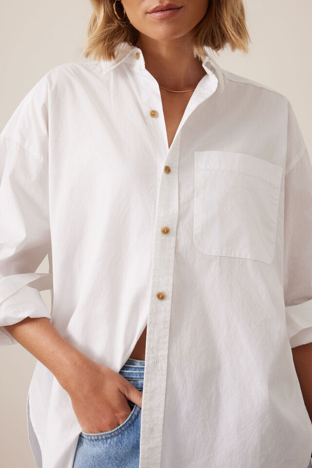 CERES LIFE | PETA OVERSIZED SHIRT - WHITE ORGANIC COTTON
