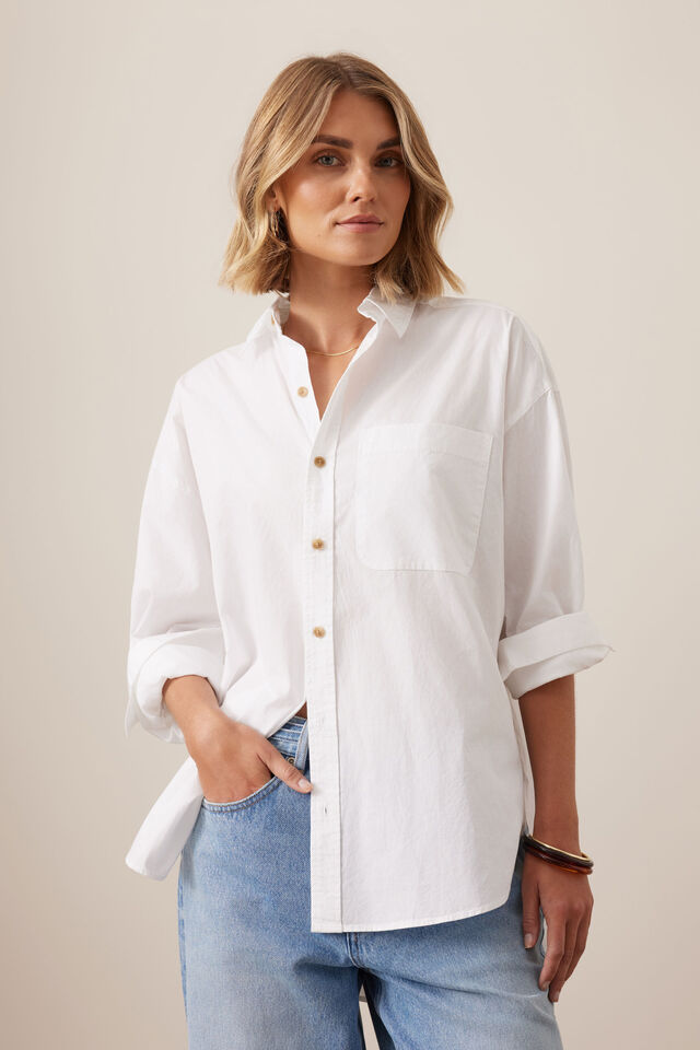 CERES LIFE | PETA OVERSIZED SHIRT - WHITE ORGANIC COTTON
