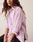CERES LIFE | PETA OVERSIZED SHIRT - SUNFADED PINK STRIPE