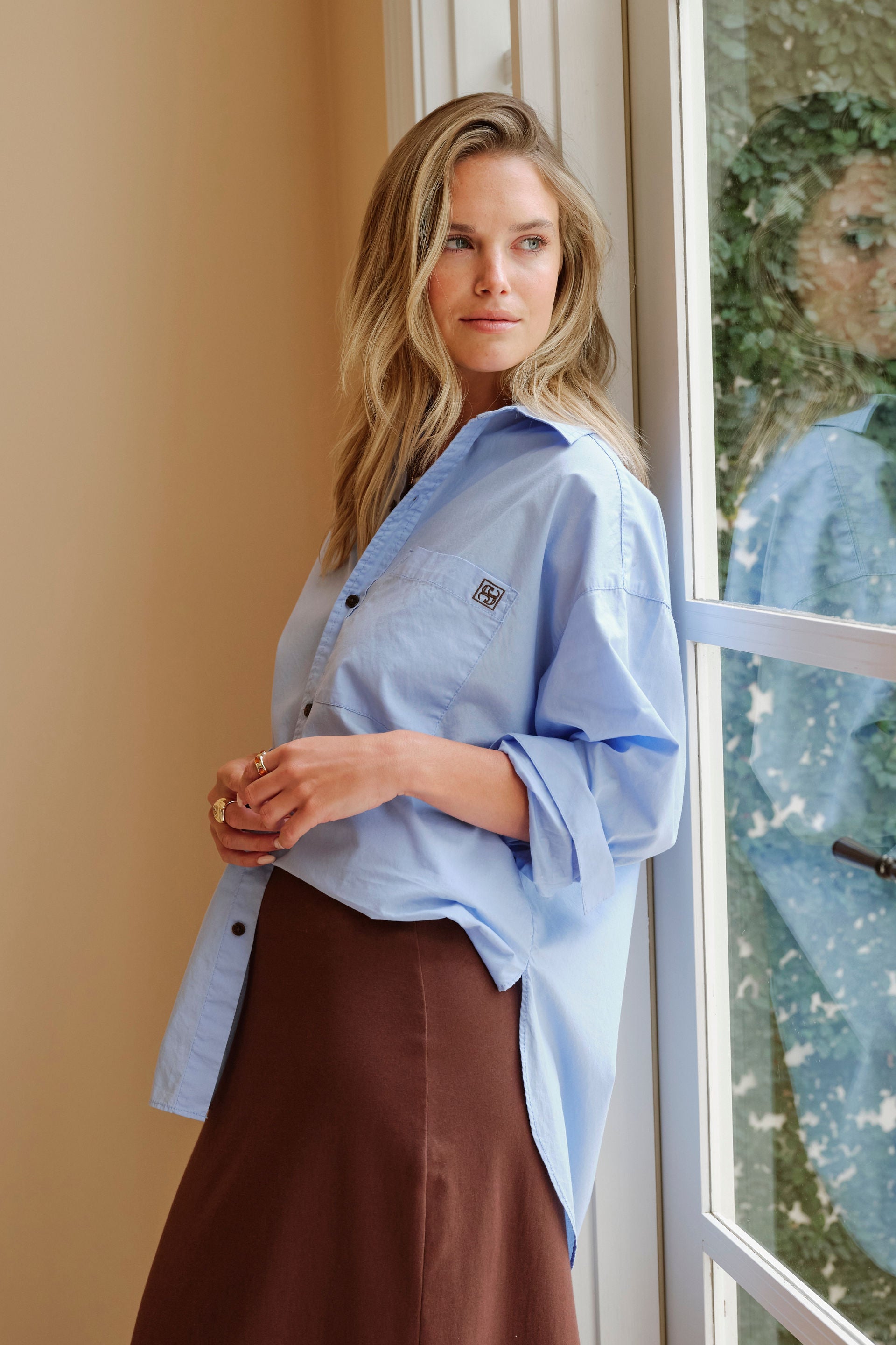 CERES LIFE | PETA OVERSIZED SHIRT - SKY BLUE